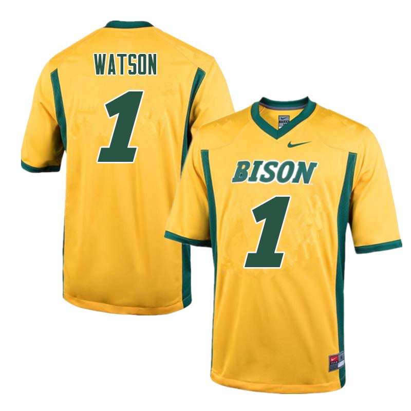Men #1 Christian Watson North Dakota State Bison College Football Jerseys Sale-Yellow